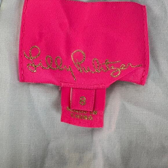 Lilly Pulitzer Mila Stretch Dress Sz 8 Blue Print Shift Mini Feminine Coquette - Picture 3 of 11